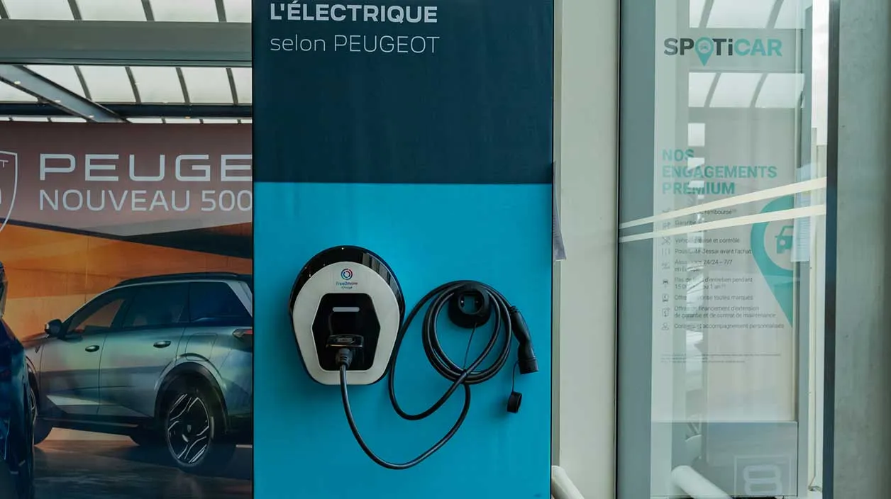 Une borne électrique Peugeot