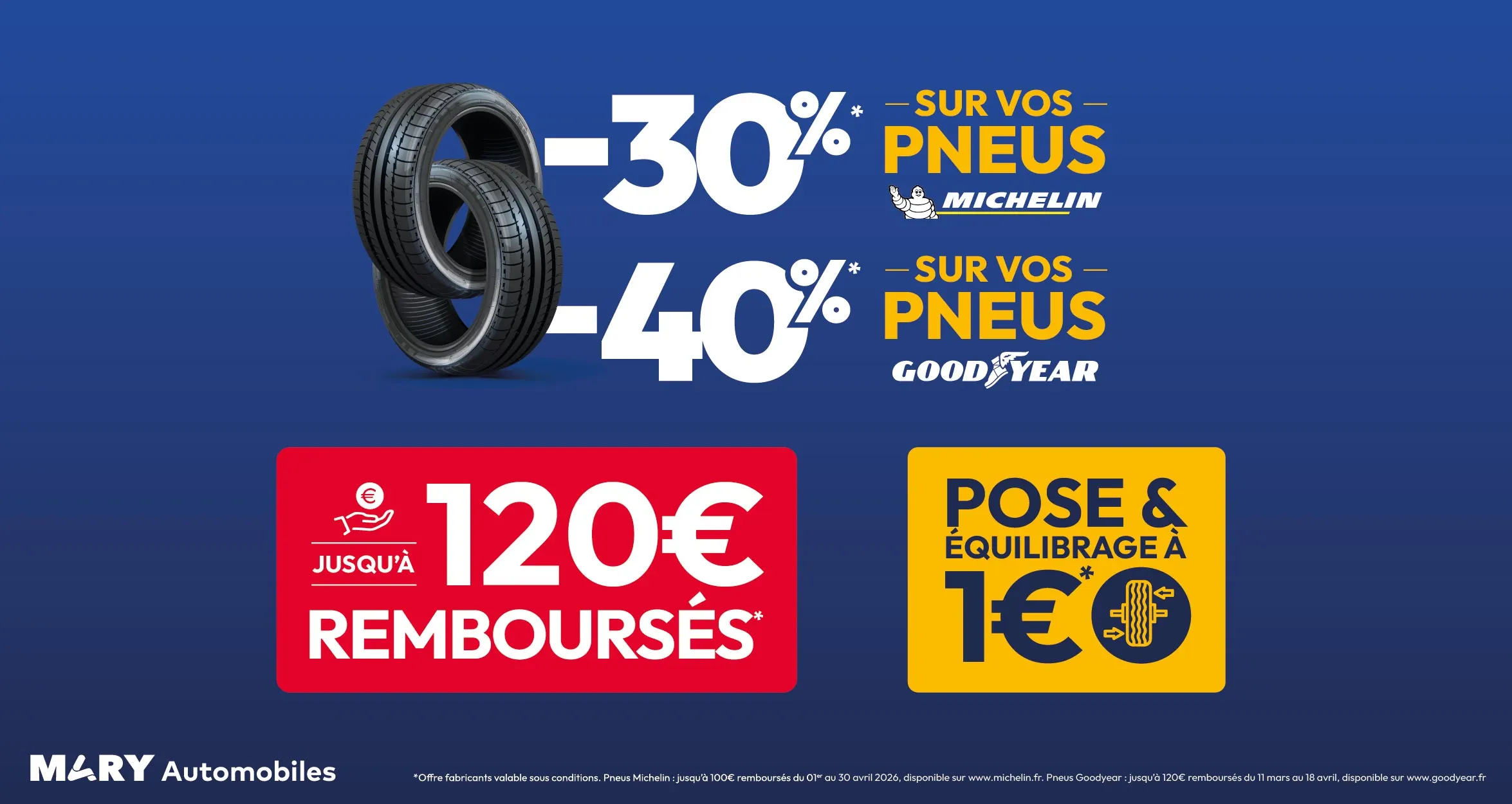illustration offre Offre remise sur les pneus - Réseau Mary Automobiles