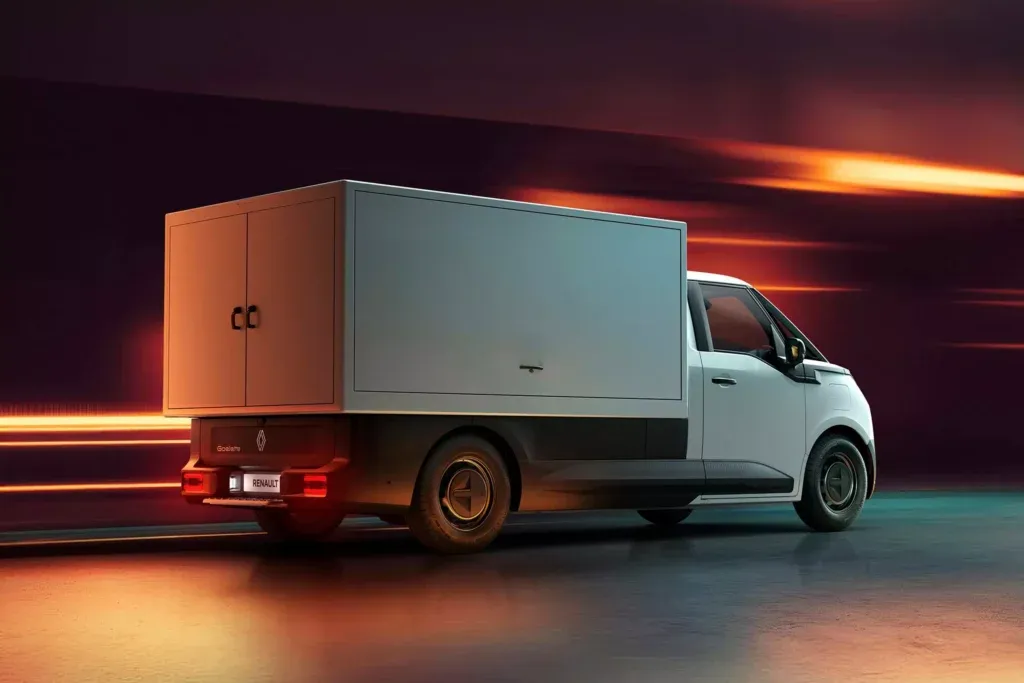goelette utilitaire électrique renault vue de derrière