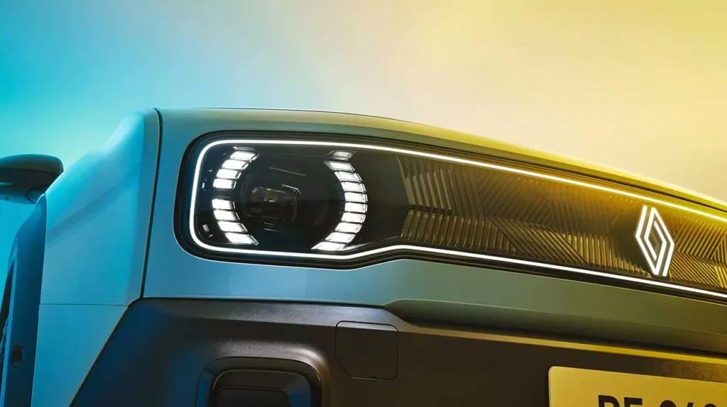 Vu détail du phare de la nouvelle Renault R4 e-tech électrique