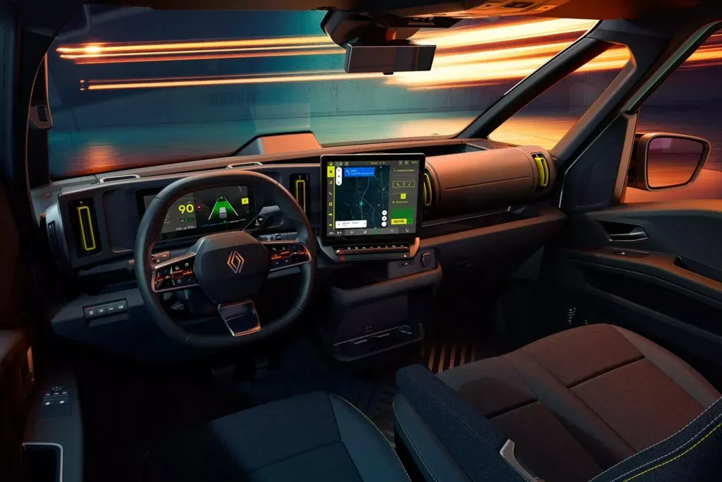 Tableau de bord d'un nouvel utilitaire électrique Renault