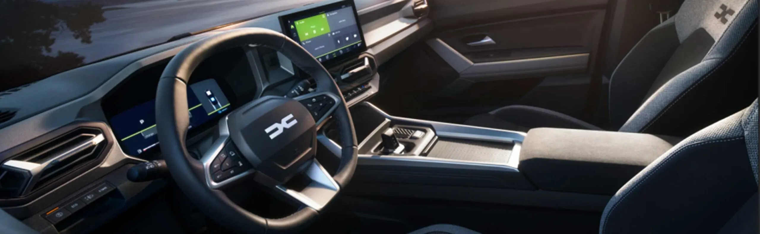 Nouveau Dacia Bigster 2025 vue de l'intérieur avec le volant et le tableau de bord