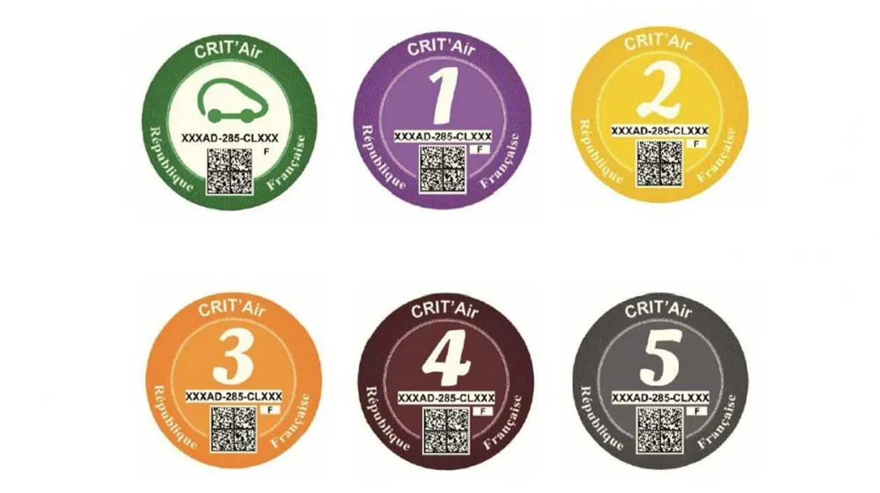 liste des 6 vignettes crit air proposées par l'état