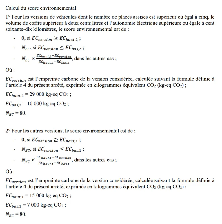 Formules Bonus Ecologique