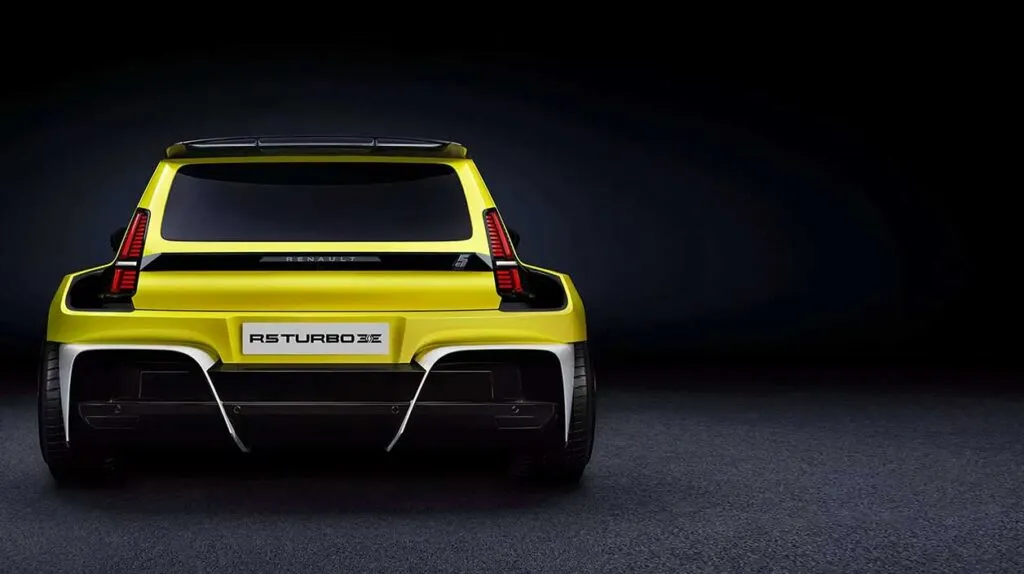 Vue extérieure arrière de la renault r5 Turbo électrique