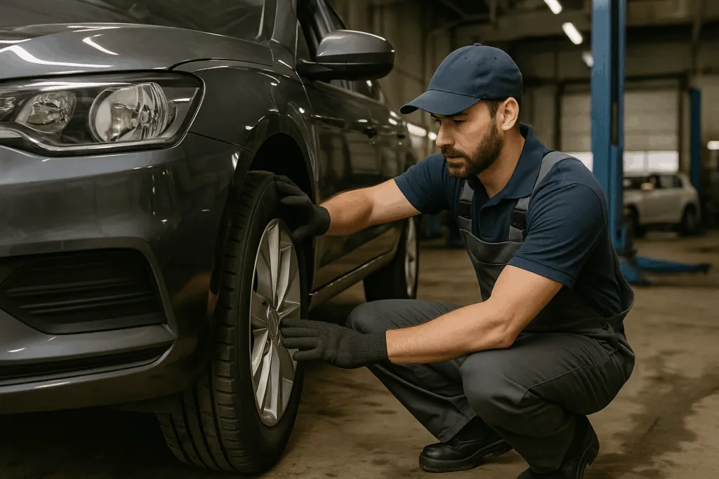 Un garagiste fait la révision d'une voiture