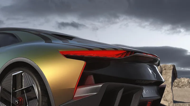 Vue latérale extérieure de la DS e-tense performance
